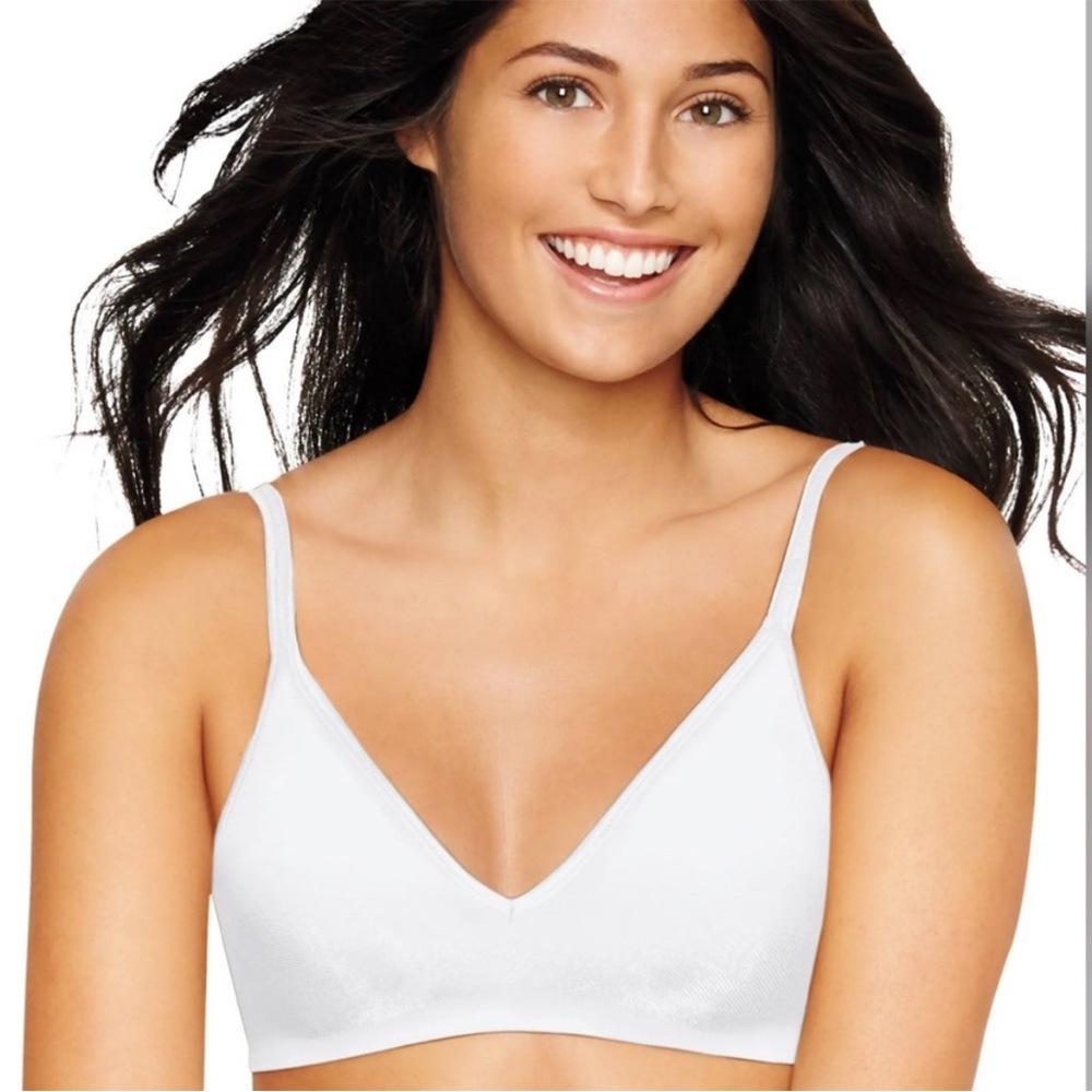 Hanes White Ultimate Comfort Flex T-Shirt Bra Size Small
